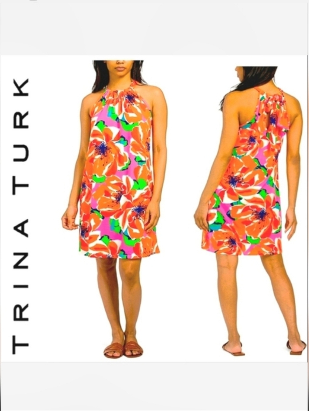 TRINA TURK Juju Halter Mini Dress Botanical Medley Sz S NWT